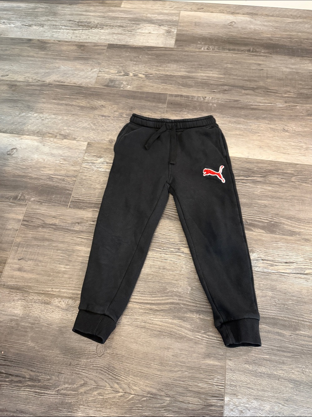 Puma Kids Black Sweat Joggers with Red Puma Patch